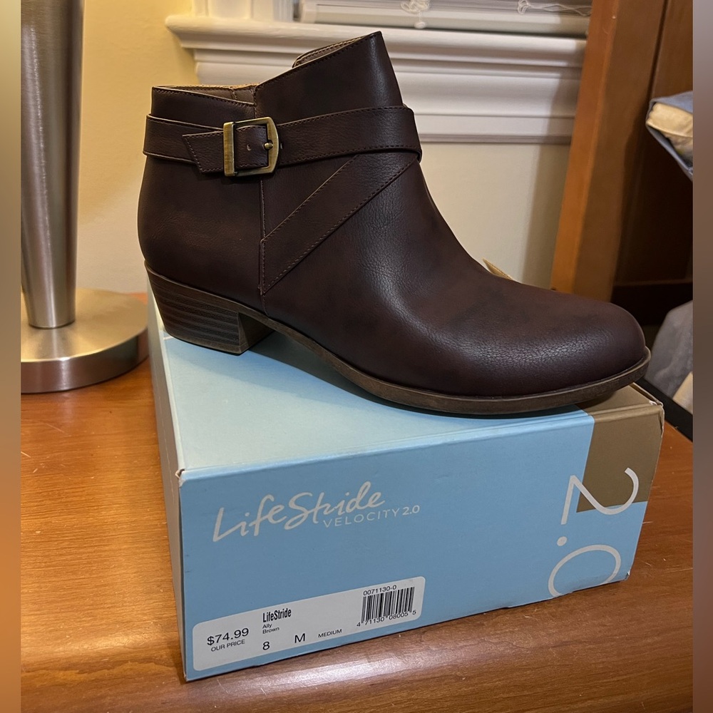 Life Stride Brown Ankle Boots - Picture 2 of 5